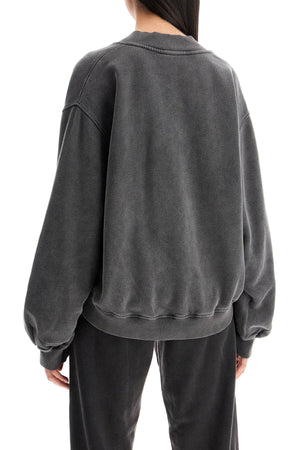 THE ATTICO Oversized Deep V-Neck Sweatshirt with Asymmetrical Hem