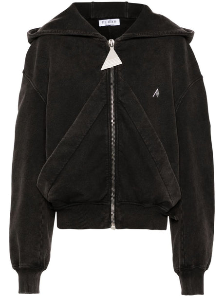 THE ATTICO Dark Grey Hooded Relaxed Fit Sweatshirt