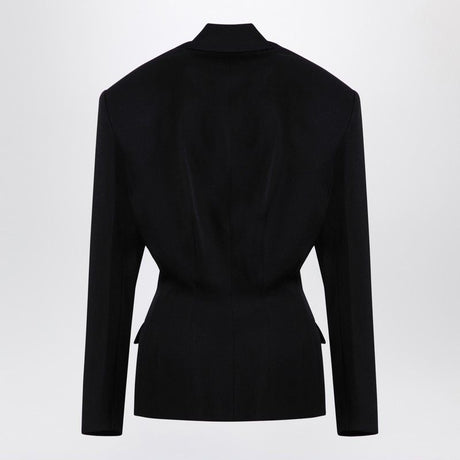 THE ATTICO Elegant Black Wool Single-Breasted Jacket with Epaulettes