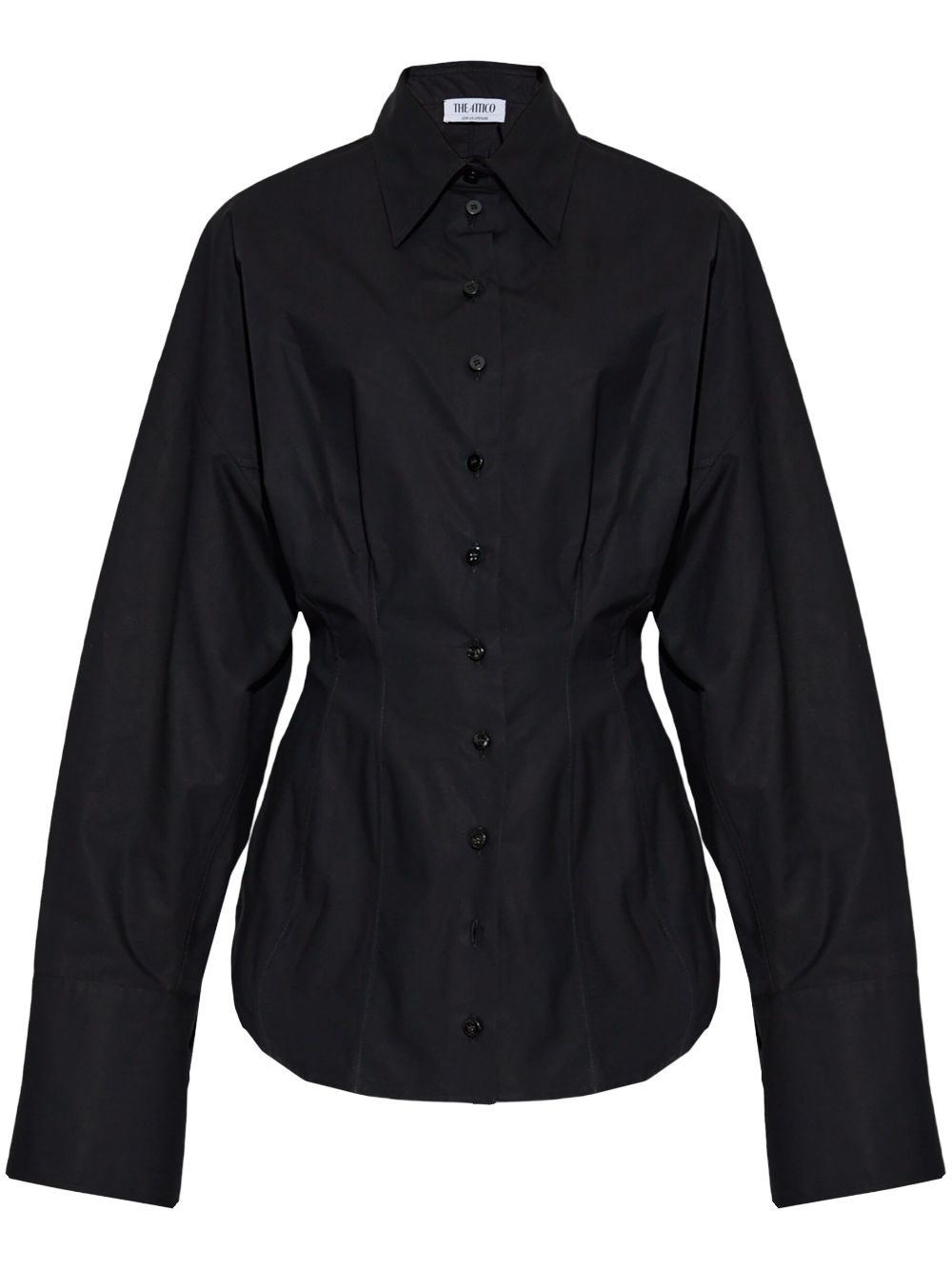 THE ATTICO Oversized Black Cotton Button-Up Shirt