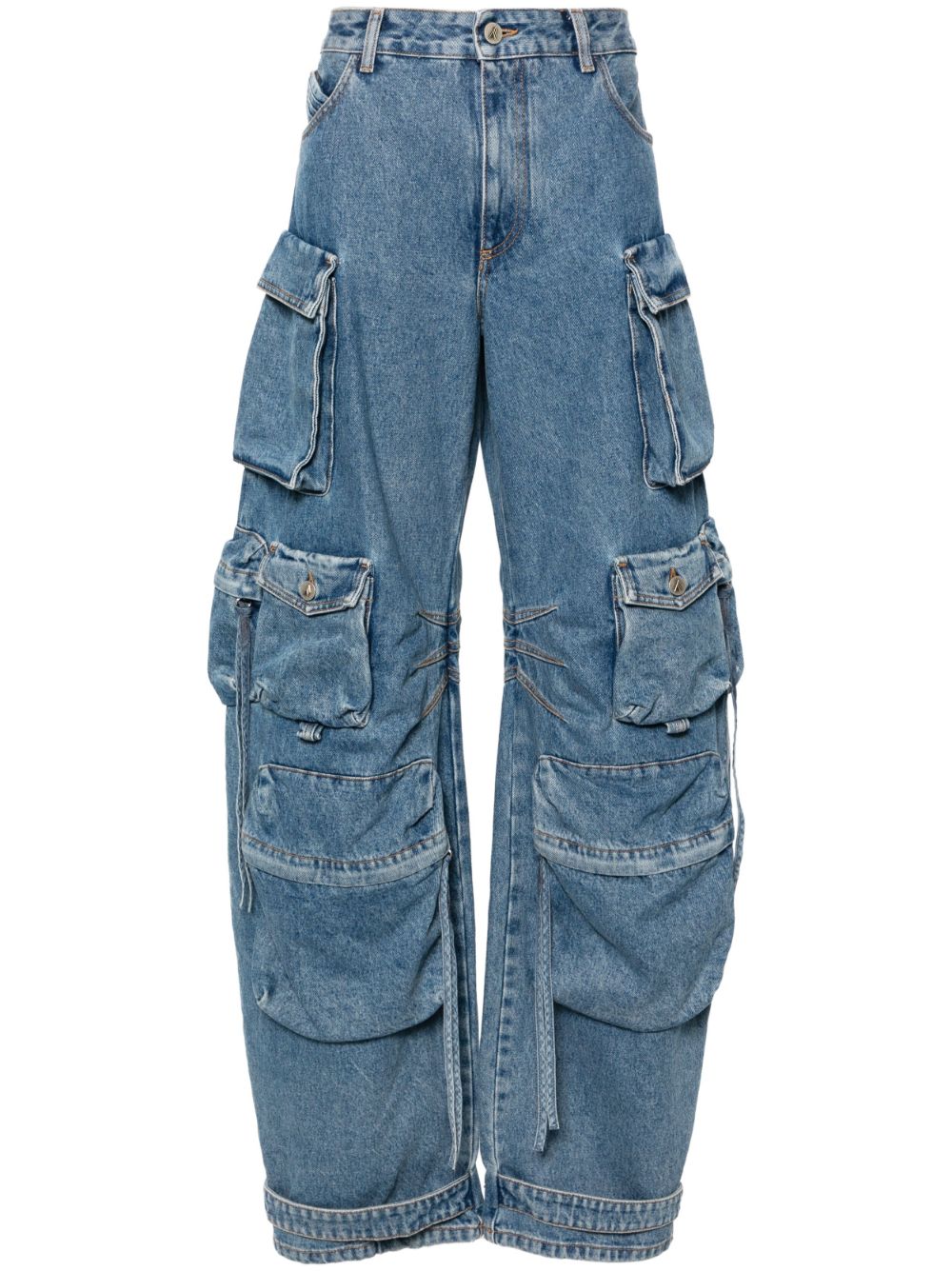 THE ATTICO Clear Blue Wide-Leg Embroidered Denim Jeans