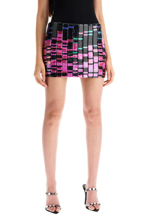 THE ATTICO Shimmering Multicolor Sequin Mini Skirt