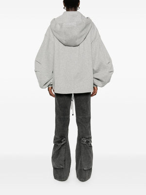 THE ATTICO Chic Grey Cotton Zip-Up Hoodie