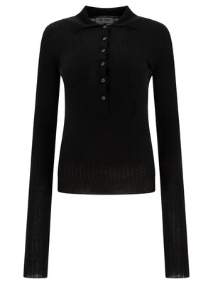 THE ATTICO Elegant Ribbed Cashmere Polo Sweater