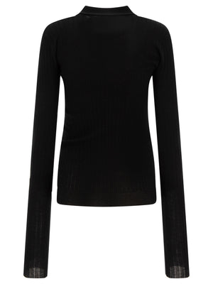 THE ATTICO Elegant Ribbed Cashmere Polo Sweater