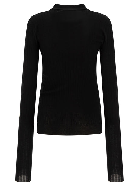 THE ATTICO Elegant Ribbed Cashmere Polo Sweater