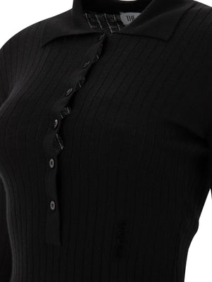 THE ATTICO Elegant Ribbed Cashmere Polo Sweater