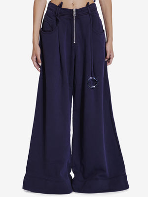 THE ATTICO Elegant Purple Wide-Leg Cotton Pants