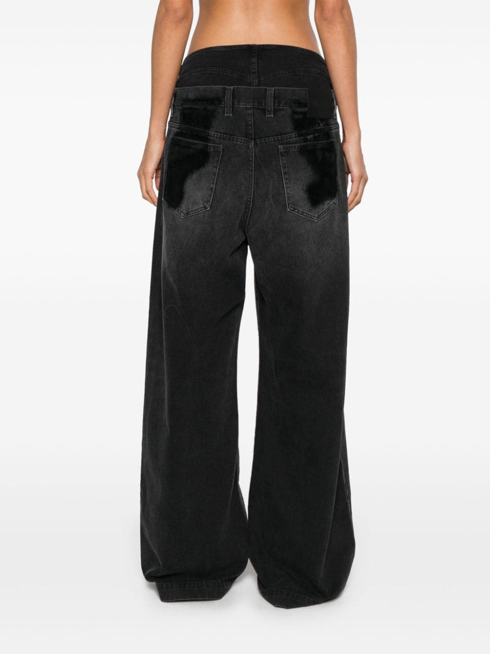 THE ATTICO Chic Black Distressed Wide-Leg Denim Jeans