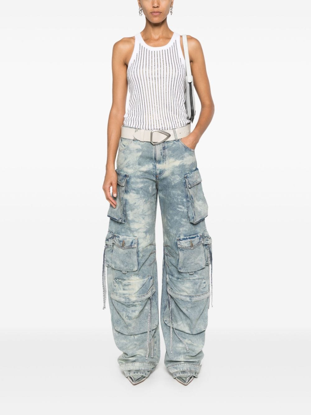 THE ATTICO Indigo Wide-Leg Cargo Jeans