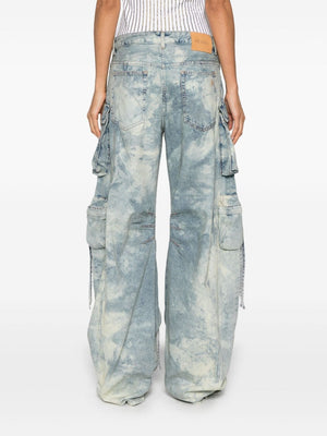 THE ATTICO Indigo Wide-Leg Cargo Jeans