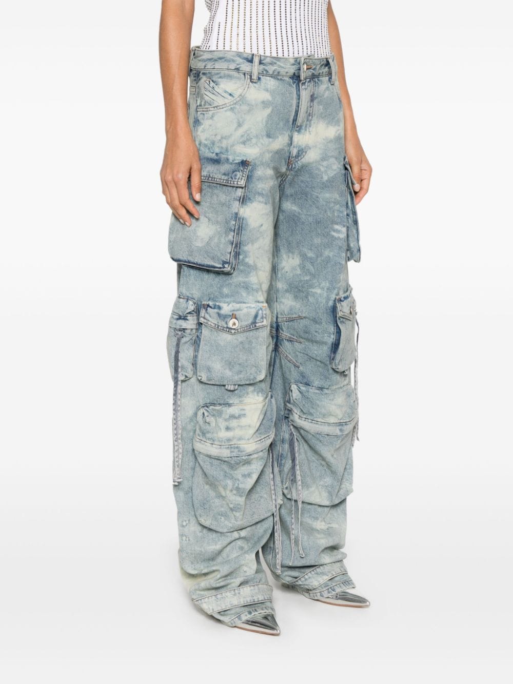 THE ATTICO Indigo Wide-Leg Cargo Jeans