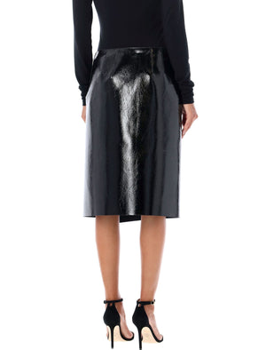 PHILOSOPHY DI LORENZO SERAFINI High-Waist Patent Leather Midi Skirt - Size 40