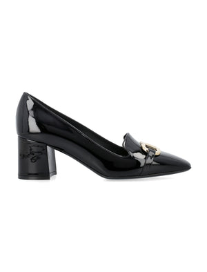 FERRAGAMO Elegant Patent Leather Block Heel Pumps 60mm