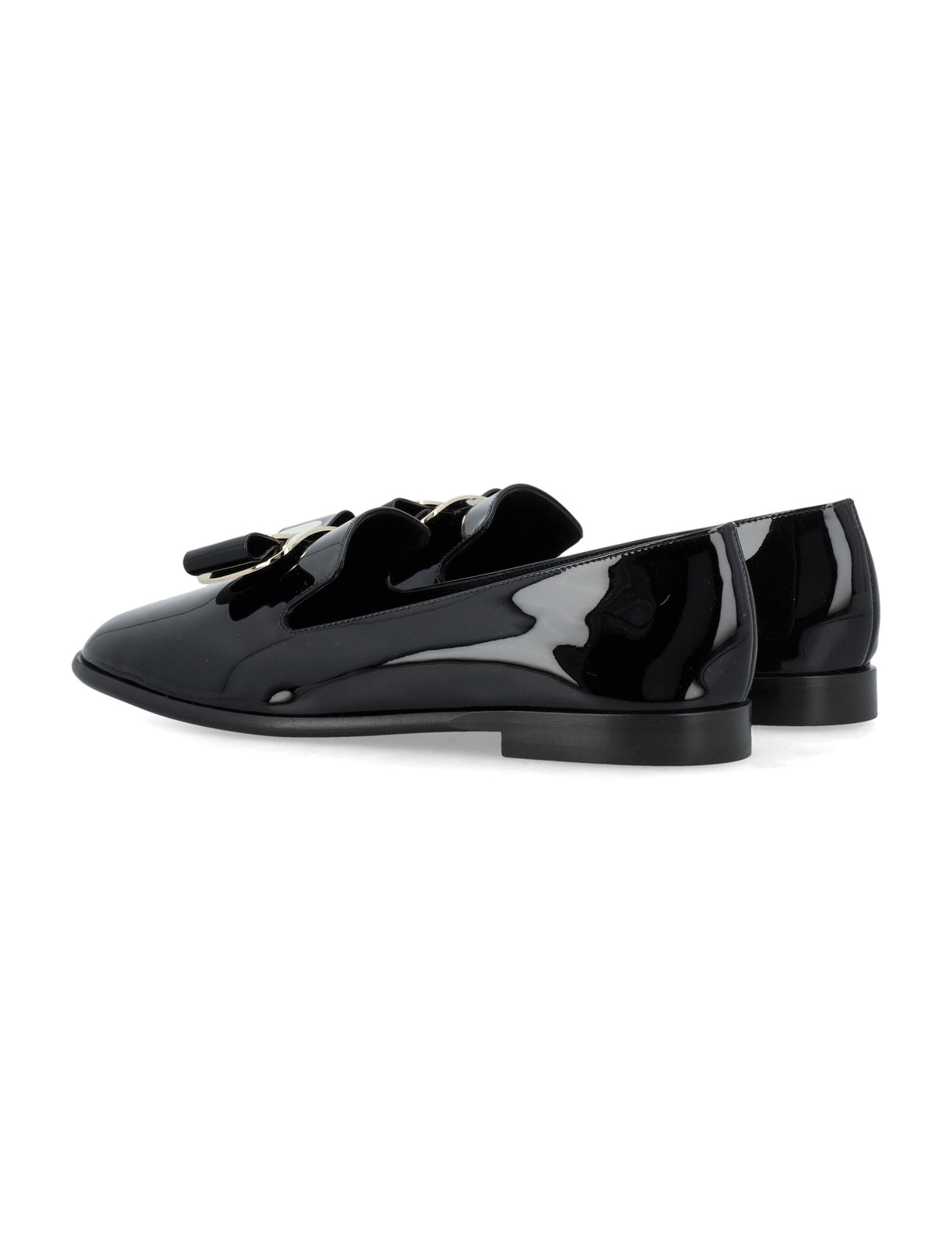 FERRAGAMO Zamira Patent Leather Bow Flats