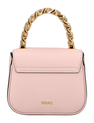 VERSACE Medusa Mini Top Handle Leather Bag - 5.3"H x 6.7"W x 2.75"D