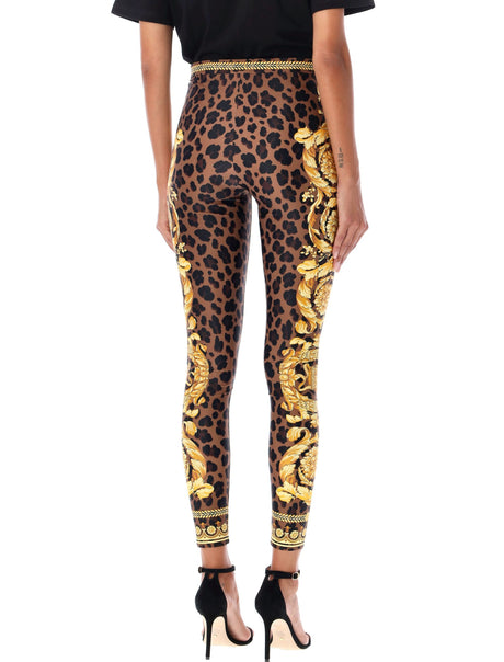 VERSACE Baroque Leopard Print Leggings - Size 40