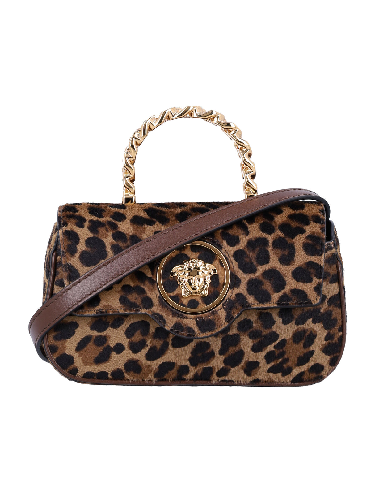 VERSACE Leopard-Print Mini Top Handle Handbag