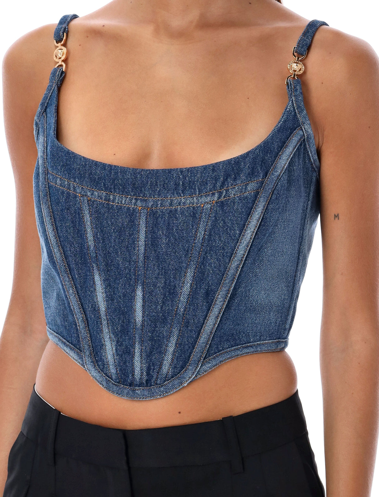 VERSACE Mini Denim Corset Top