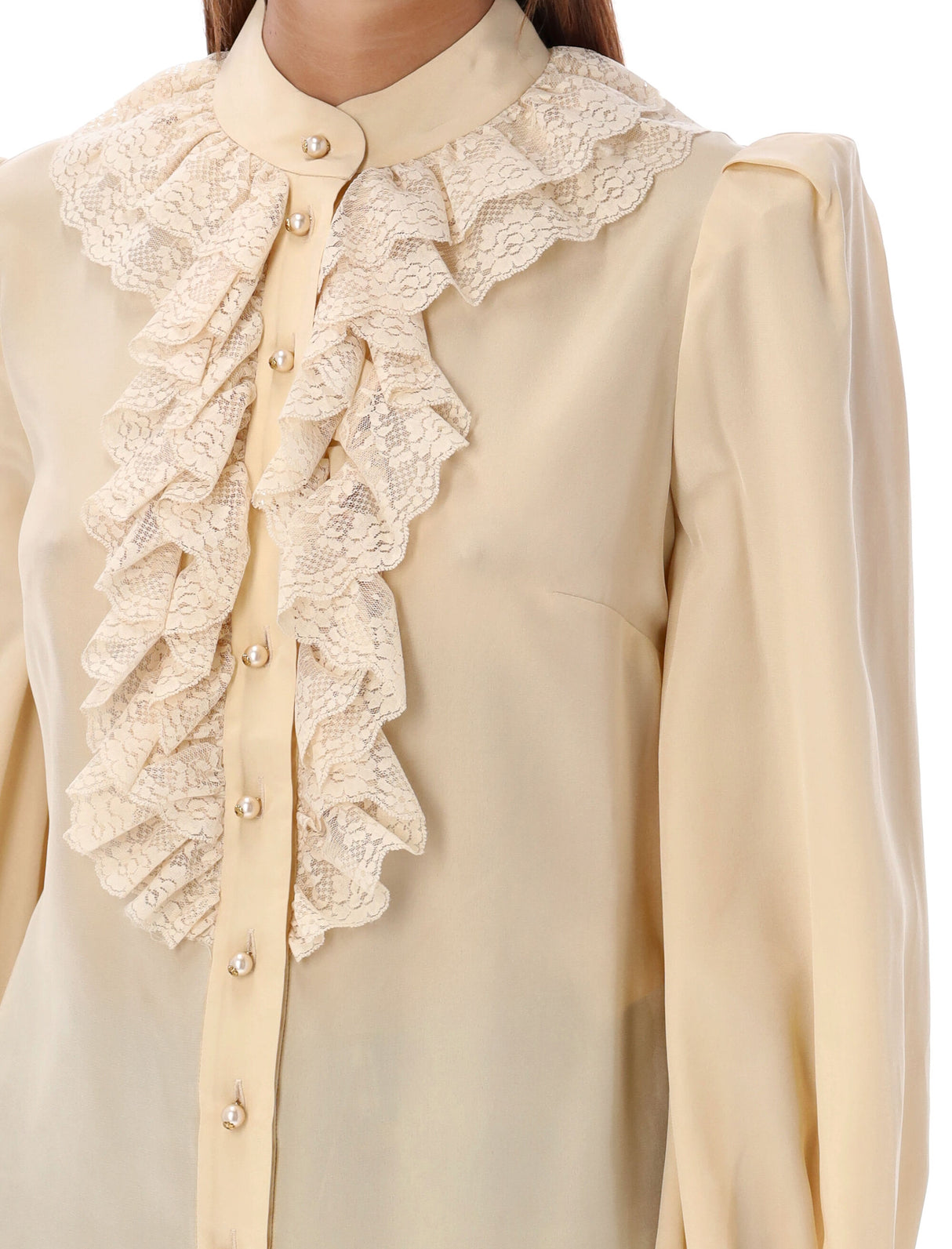 ZIMMERMANN Ruffle Blouse with Stand-Up Collar - Size 1