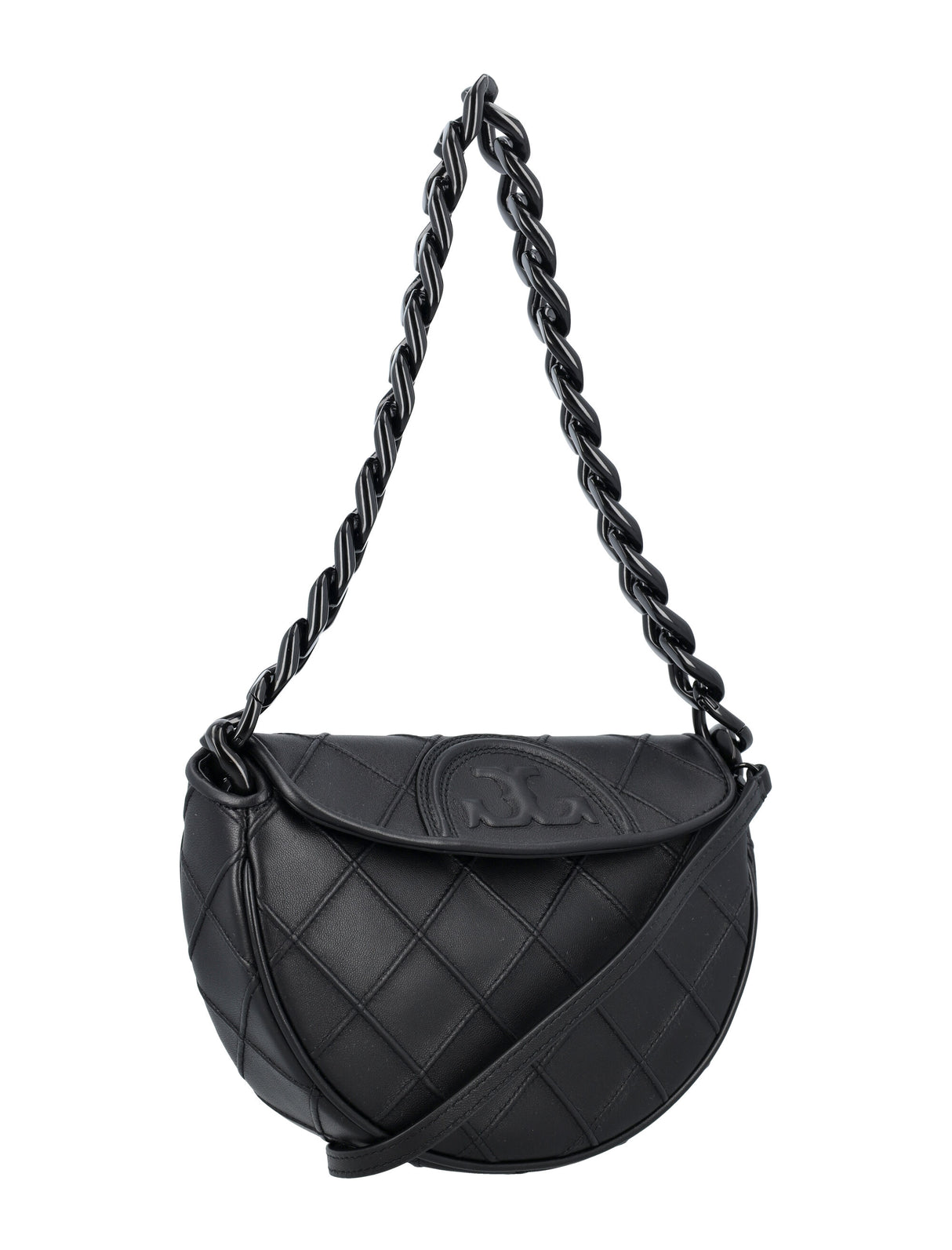 TORY BURCH Elegant Mini Crescent Quilted Handbag - 15x22x5.5 cm