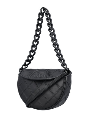 TORY BURCH Elegant Mini Crescent Quilted Handbag - 15x22x5.5 cm