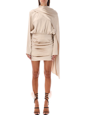 MAGDA BUTRYM Chic Mini Draped Dress with Asymmetrical Detail