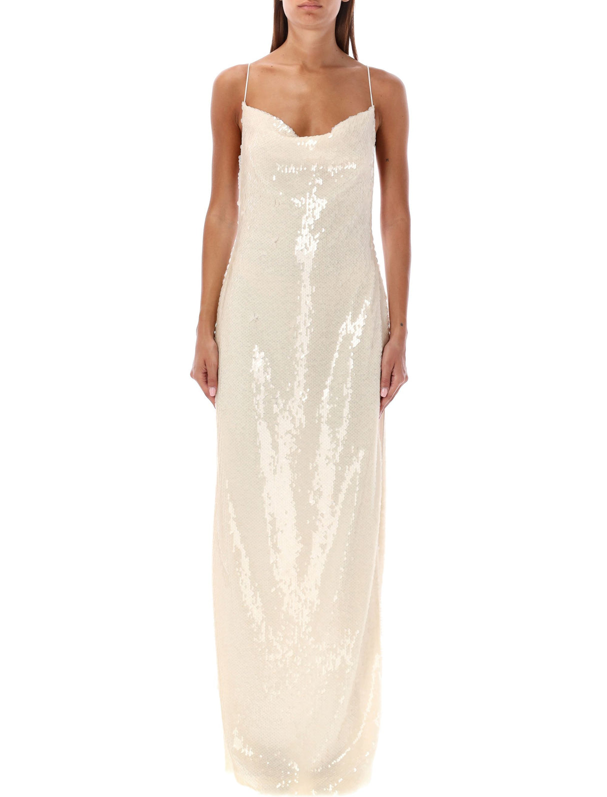 MAGDA BUTRYM Glamorous Sequin Maxi Dress with Cowl Neck