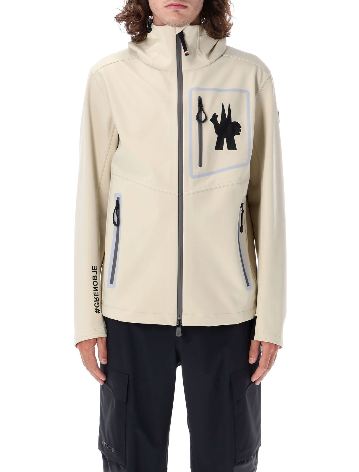 MONCLER GRENOBLE Sandstone Tech Hooded Jacket with RECCO