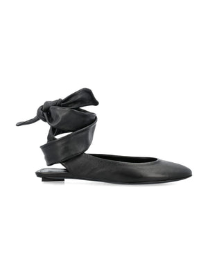 THE ATTICO Elegant Black Leather Ballerina Flats