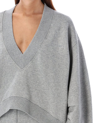 THE ATTICO Deep V-Neck Cotton Fleece Sweater