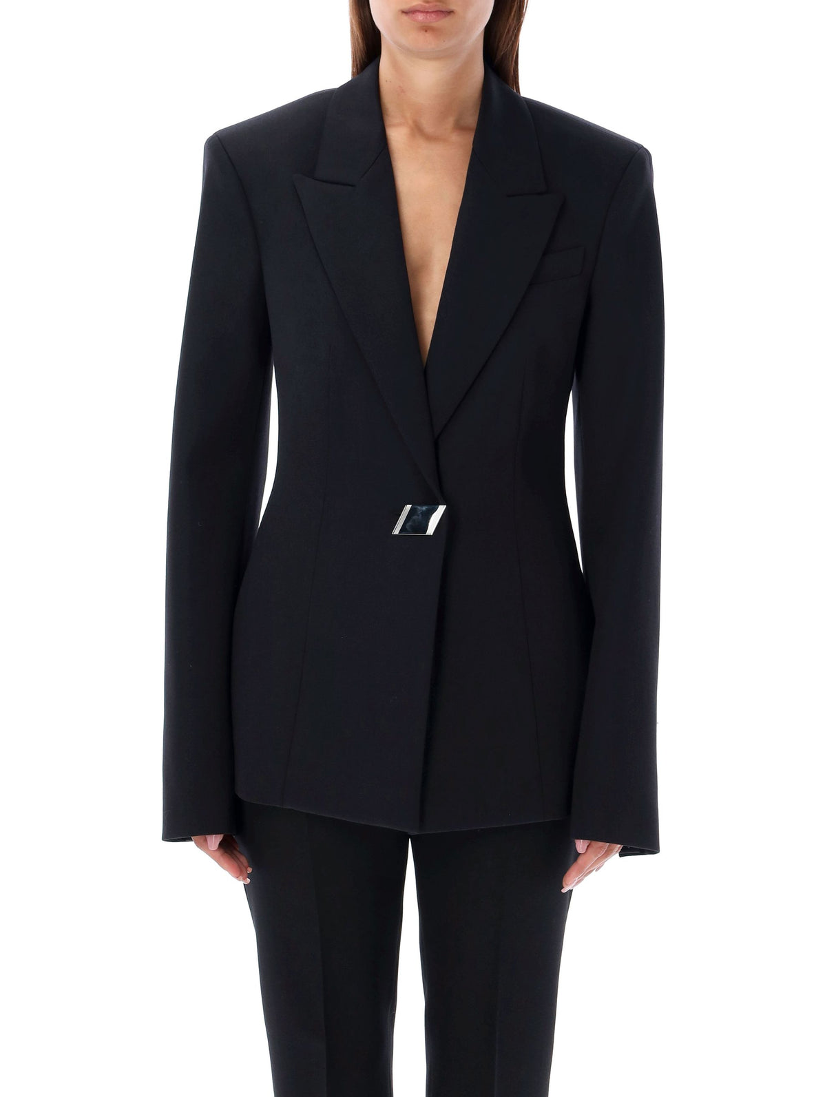 THE ATTICO Elegant Oversized Black Blazer with Structured Shoulders