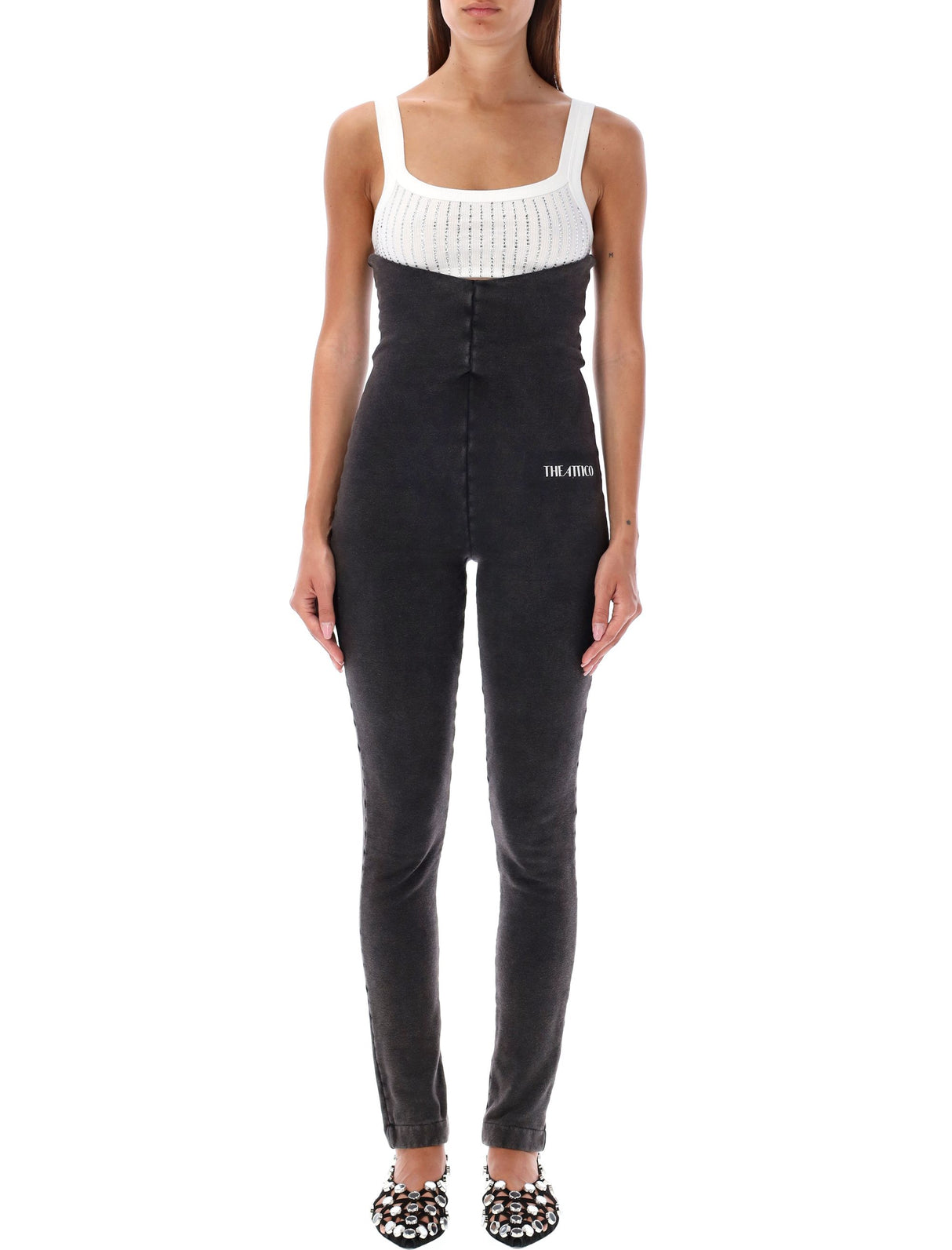 THE ATTICO High Waist Washed Black Skinny Leggings