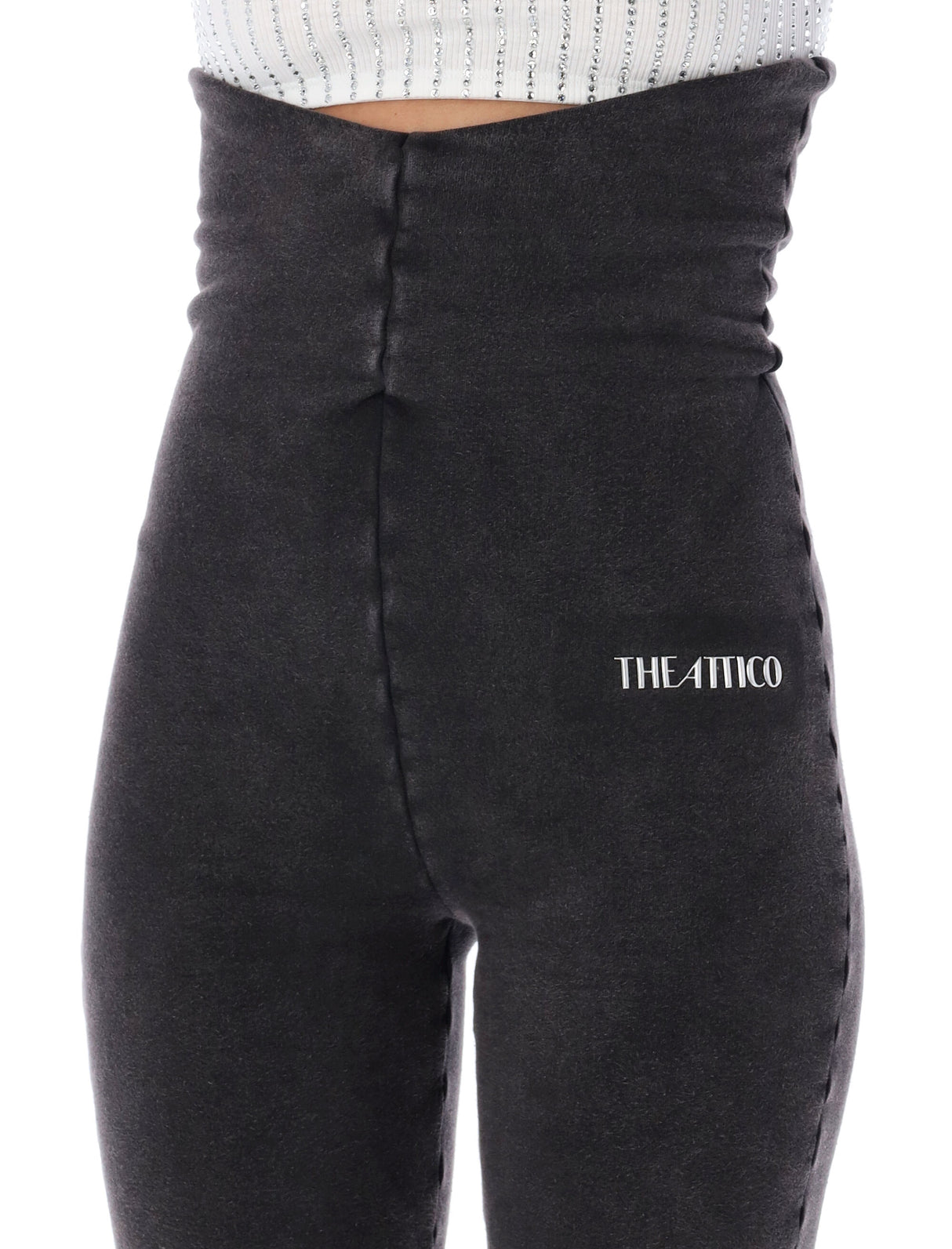 THE ATTICO High Waist Washed Black Skinny Leggings