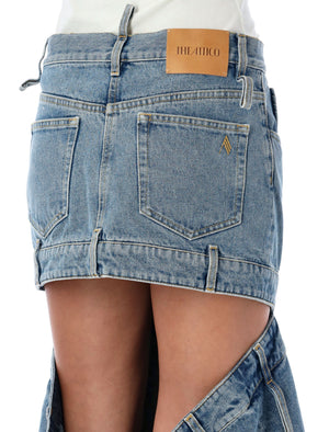 THE ATTICO Chic Long Denim Skirt with Cut-Out Design