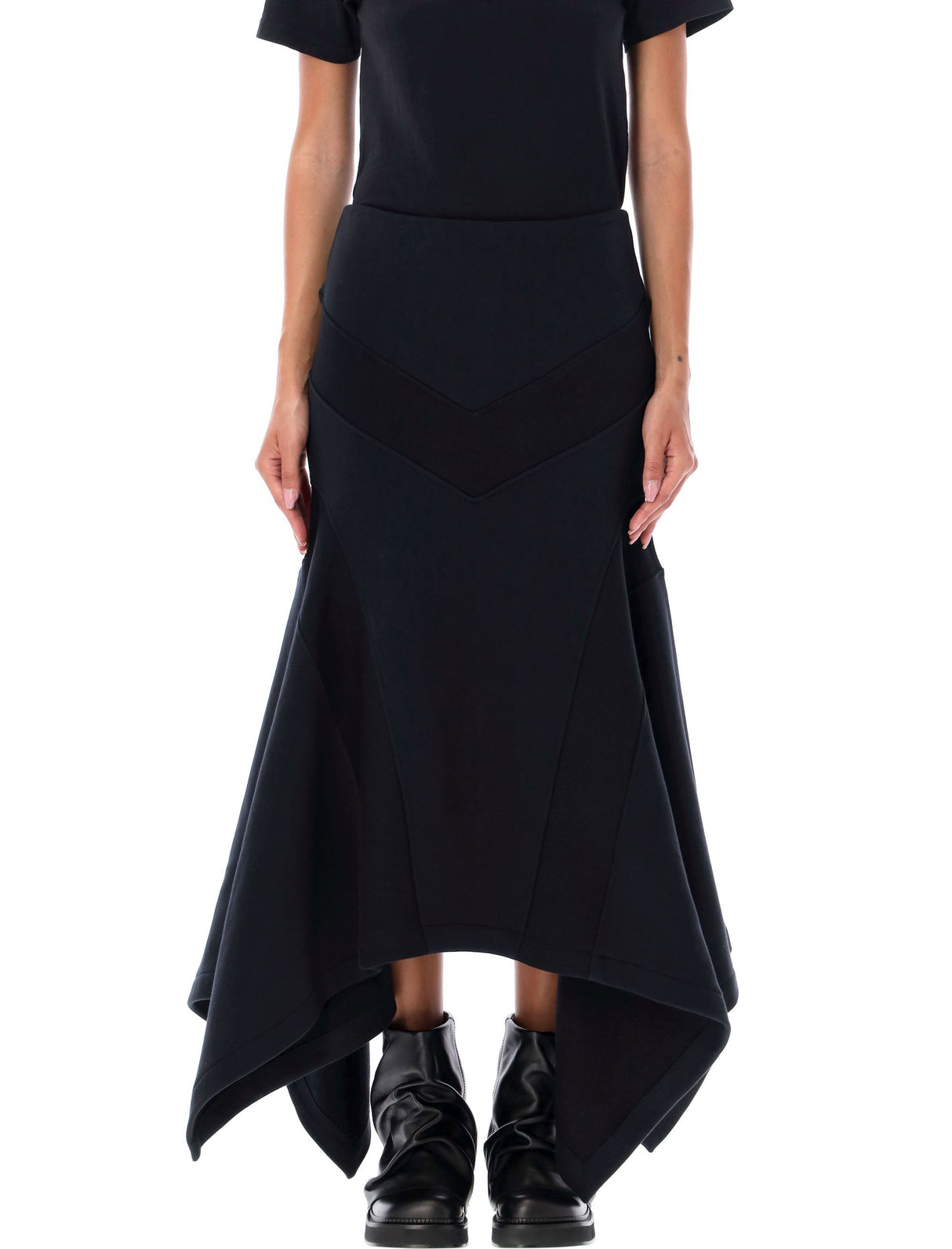 THE ATTICO Chic Geometric Panel Mid-Length Skirt