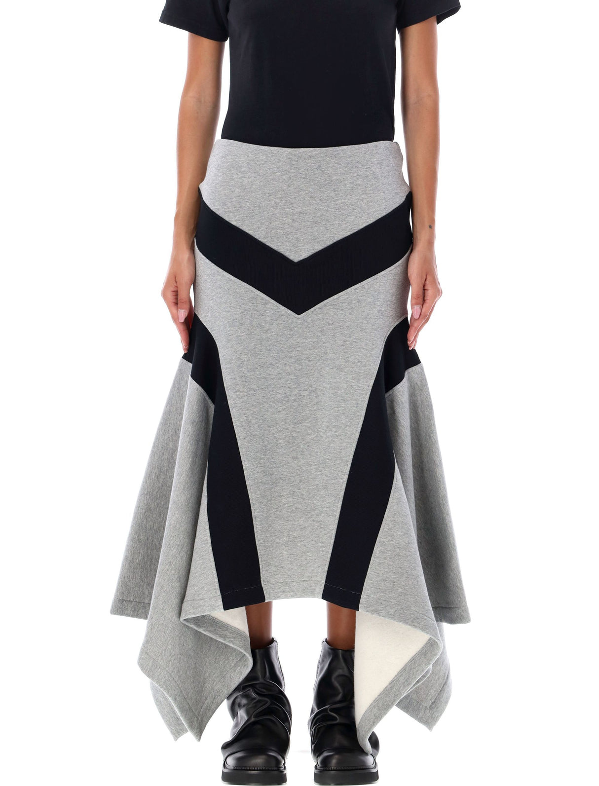 THE ATTICO Chic Asymmetric Mid-Length Skirt with Geometric Accents