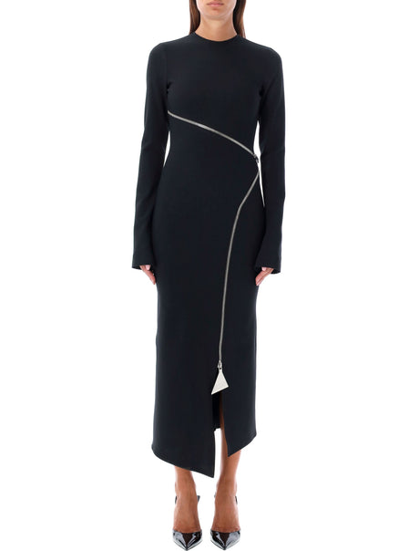 THE ATTICO Chic Midi Dress with Asymmetrical Zip Detail - Size 40