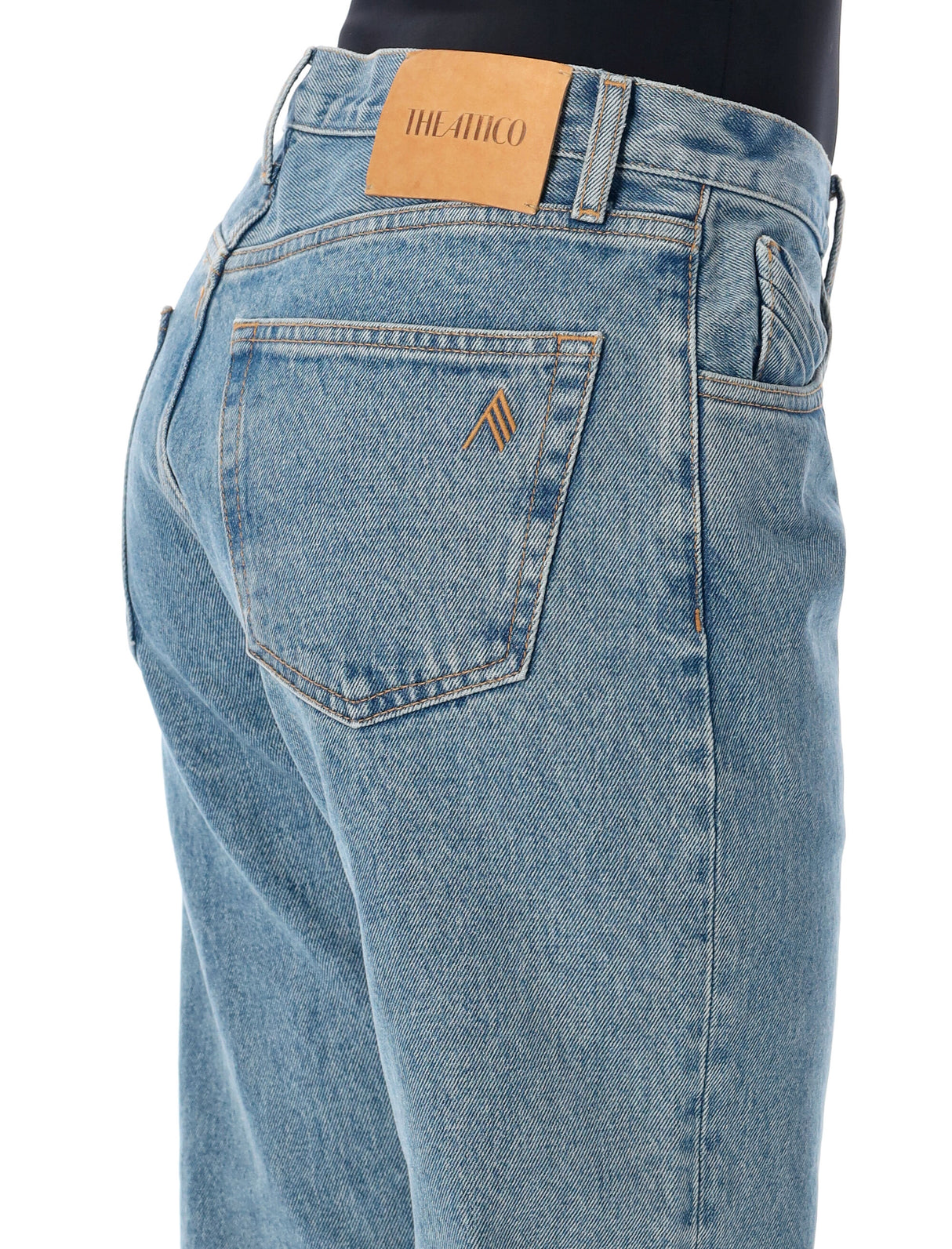 THE ATTICO Extra Long Slim Sky-Blue Denim Jeans