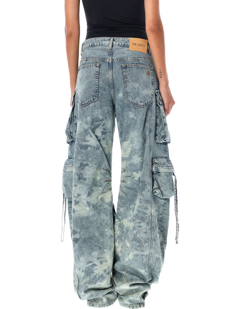 THE ATTICO Distressed Wide-Leg Cargo Denim Pants