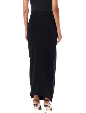 MUGLER Elegant High-Waist Maxi Skirt with Metallic Front Slit