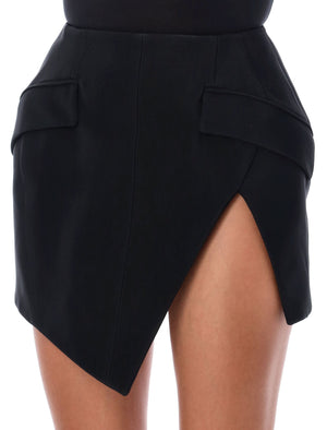 MUGLER Asymmetric Mini Skirt with Front Slit