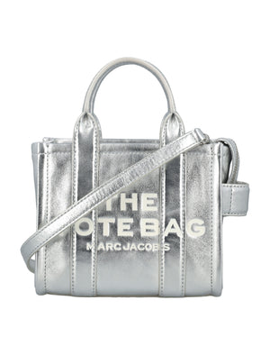 MARC JACOBS Mini Metallic Silver Tote Bag - 15x18x10 cm