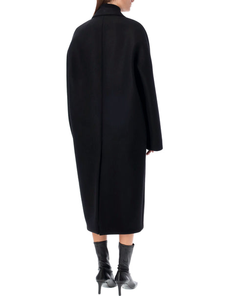 COURREGÈS Chic Wool Blend Cocoon Coat with Notched Lapel