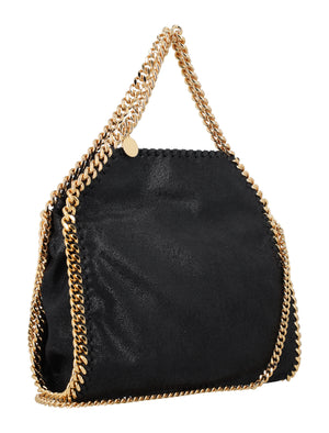 STELLA MCCARTNEY Mini Falabella Tote with Gold Chain Detail, Black - Shoulder & Handbag