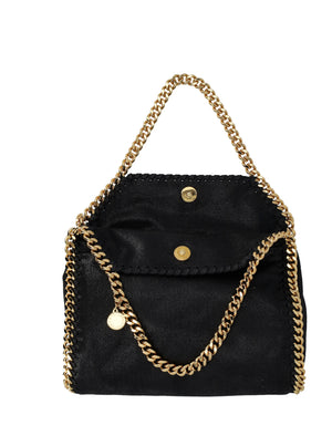 STELLA MCCARTNEY Mini Falabella Tote with Gold Chain Detail, Black - Shoulder & Handbag