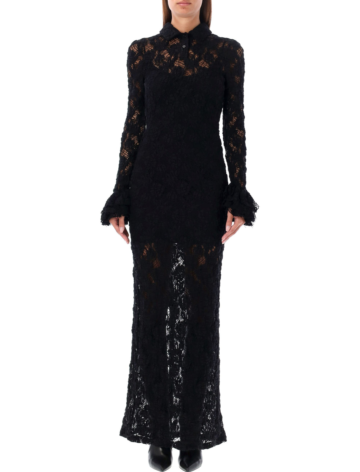 MSGM Floral Lace Long Dress - Size 40