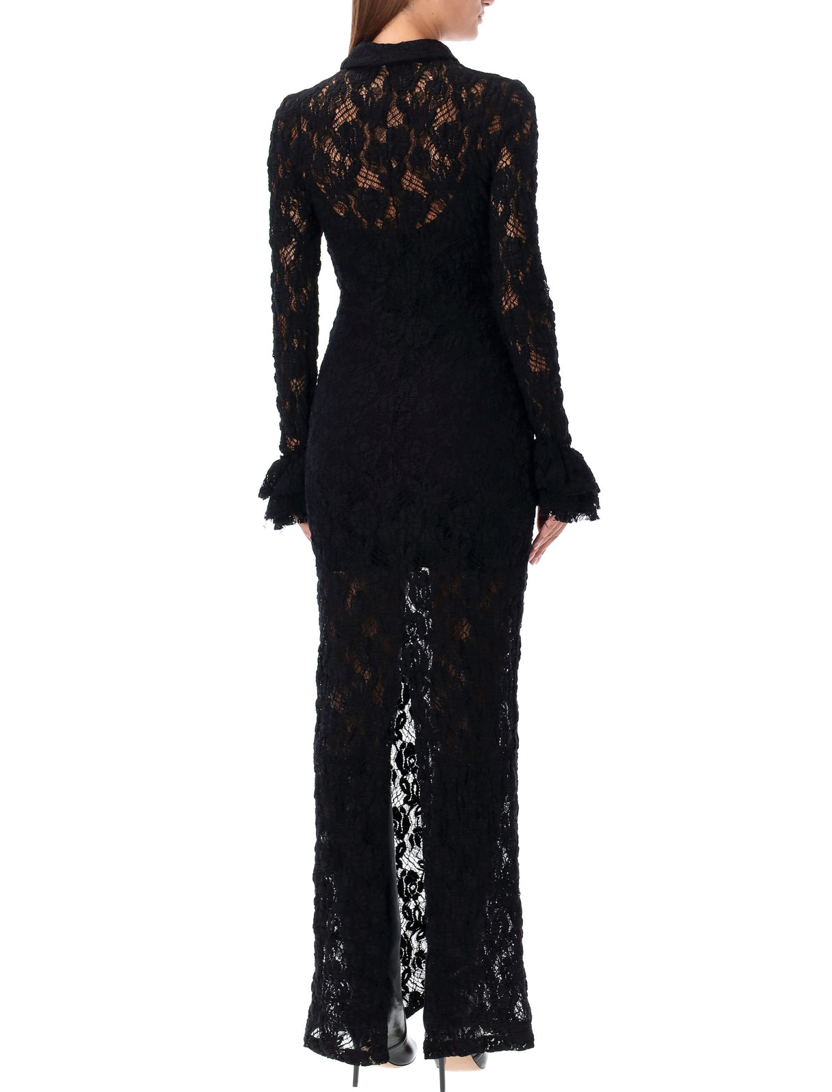 MSGM Floral Lace Long Dress - Size 40