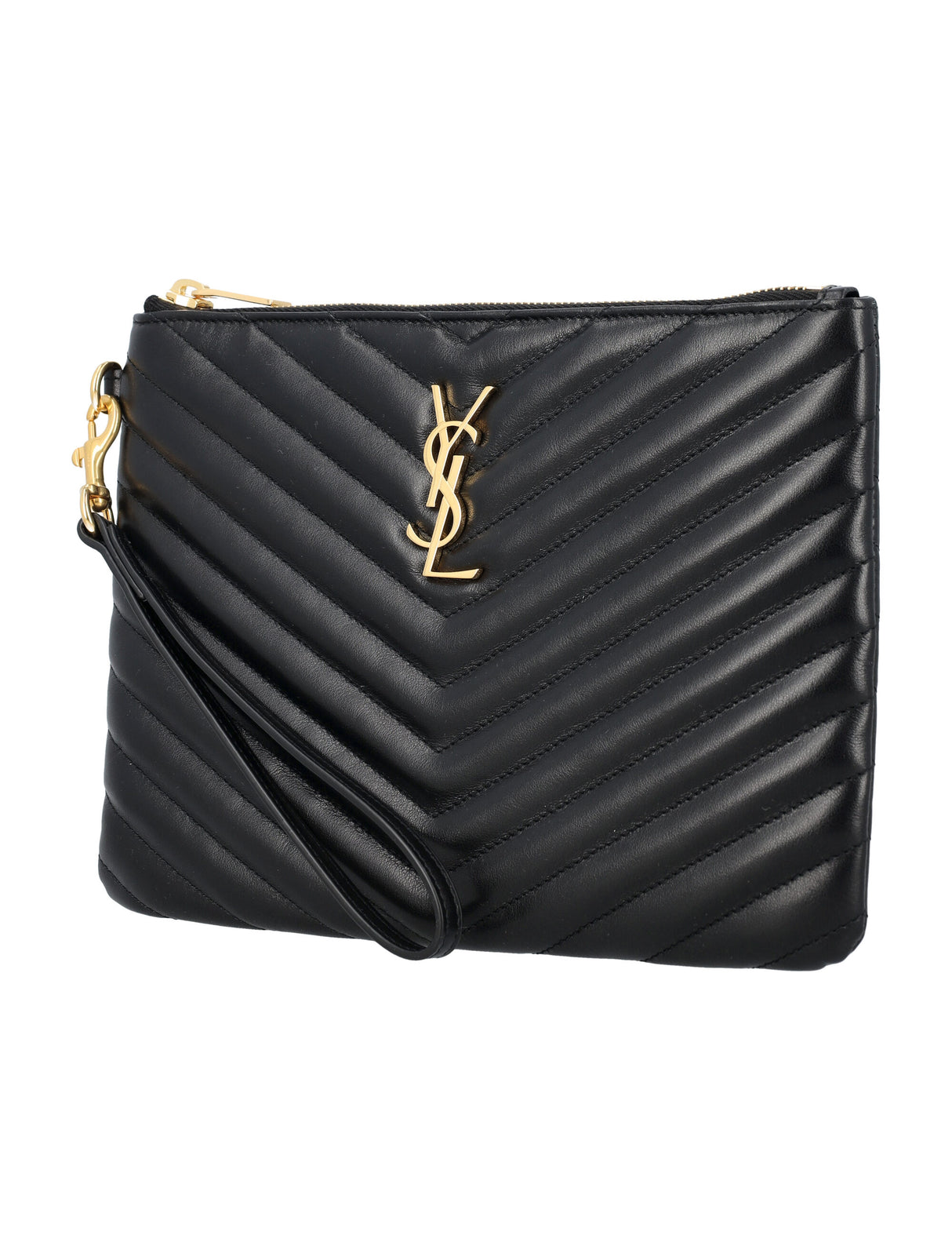 SAINT LAURENT Chevron-Quilted Mini Pouch Handbag