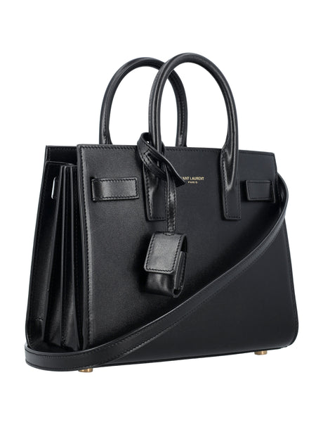 SAINT LAURENT Elegant Mini Leather Handbag with Accordion Sides and Detachable Strap